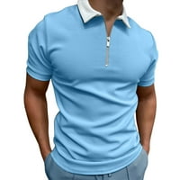 Muške košulje Casual Soild patentni zatvarač Okrenite bluzu ovratniku Kratki rukav modne majice za majice