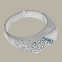 Britanci izrađeni sterling srebrni prsten sa prirodnim plavim prstenom Topaz Muške trake - Opcije veličine