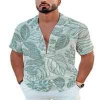 Niuer Men Bluze Cvjetni print ljetne košulje kratki rukav na vrhu havajska majica revert vrat majica