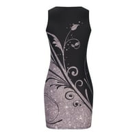 FINELYLOVE STAR haljina Ženska haljina od kapuljacke retka ispod-the-koljena bez rukava od tiskanog
