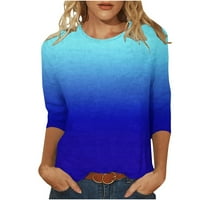 Viadha ženske bluze i vrhovi modni duginski gradijent okrugli vrat kratkih rukava majica
