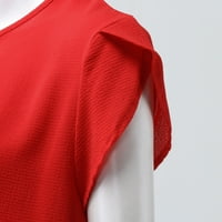 Moonker Womens majice za žene okrugli vrat Solid Boja ljetna majica TOP kratkih rukava s crvenim