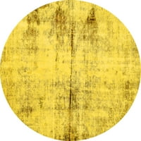 Ahgly Kompanija Mašina koja prati u zatvorenom okruglom okrugle apstraktne žute moderne prostirke, 3 'runda