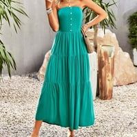Ženska grudnjaka kruta boja Velika temperamenta u obliku suknje Ležerna haljina zelena l