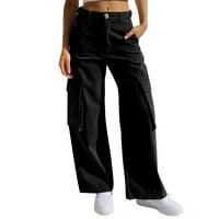 Booker široke traperice za noge za žene Solid Color Multi džep rade traperice casual pantalone