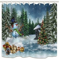 Božićni snjegović poklon bo borovi drvo na otvorenom poliesterska tkanina kupaonica za zavjese za tuš