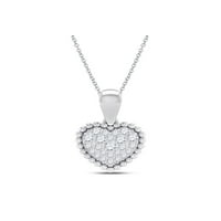Diamond Queen 10kt bijelo zlato Žene okrugli dijamantski privjesak za srce CTTW