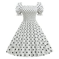 Lhked ženski linijski bljesak vintage haljina maturalna kratka rukava polka tač za ispisnu haljinu ljetne