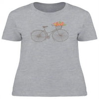 Bicikl sa košarom cvijeća majica žena -image by shutterstock, ženska X-velika