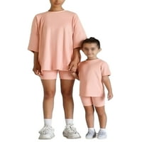 Woobling mama i mi dva odjeća za roditelje-dječji vrhovi + mini hlače setovi labave kratke hlače Postavite