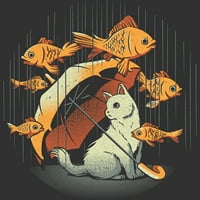 Dan u mačjoj životu Zlatna riba u kišnoj muškoj ugljenu sivi grafički tee - Dizajn od strane ljudi s