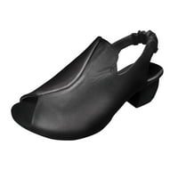 Ženske cipele modne proljeće i ljeto retro srednje potpetice Womenw sandale debela peta riblje usta casual stil crni 8
