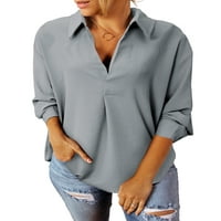 Asvivid Women Vrat Henley bluze Business majica sa rukavima Ležerne prilike bez labavih radova Tunic