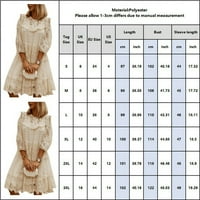 Uerlsty ženska čipkasti patchwork tri četvrtine rukava haljina