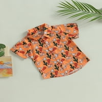 Qinghua Toddler Baby Boy Boy Summer Odjeća Krava gumba Kratki rukav Majica vrhova Western odjeća Narančasta