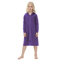 Pamučna djevojka za djevojke Dječja kućna odjeća pidžamas s kapuljačom s dugim rukavima s dugim rukavima