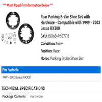 Stražnja parking kočna oprema za cipele sa hardverom - kompatibilan sa - R 2002