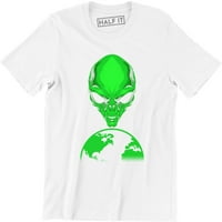 Vanjska glava muške pune fronte sci fi ufo svemir putnik Galaxy planeta majica