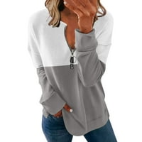 Ženski kauzalni zip pulover dugih rukava ovratnik dukserice boja blok activewewer rupne jakne