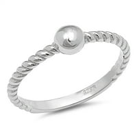 Sterling srebrni užad dizajna dizajna prstena veličine 8