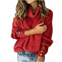 Juebong Božićne ponude Ženski turtleneck pleteni džemper duks dugih rukava elegantni ležerni vrhovi,