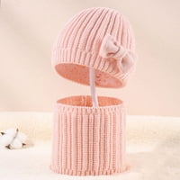 Zimska kapa vunu pletena poklopac jesen i zimski dječji vuneni šal set slatki luk topli pleteni poklopac