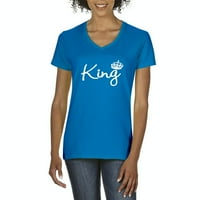 Arti - Ženska majica V-izrez kratki rukav, do žena Veličina 3XL - King Crown