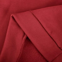 Ružni džemper za božić za žene Ženske božićne jesenski okrugli vrat dugih rukava tiskane redovine bluze skleishes, crvena, m