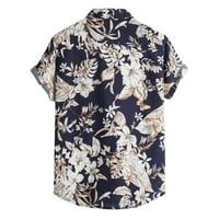 Muške ležerne majice kratkih rukava Ljetna cvjetna ispis gumb za bluzu havajske vintage plaže