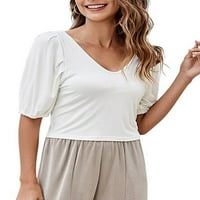 Ženska ljetna solidna rulja s majica V Nassies Basic Casual Tops bluza
