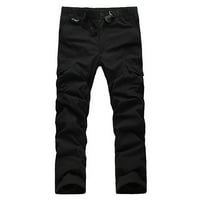 Muške hlače opuštene pantalone radne bačene borbene sigurnosne džepove pune hlače na čvrste boje elastične