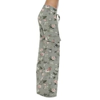Tie-boje hlače za žene širokoga noge Ležerne prilike za ležerke visoke struk palazzo labave plažne pantalone sa džepovima