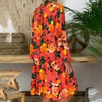 Mini haljine Roliyen za žene dame labave V-izrez cvjetni ispis tri četvrtina rukave mini haljina ljetna haljina