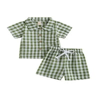 TODDLER Baby Boy Hotsas set plairani kratki rukovi Skirt-down majice + elastične šarke za struk