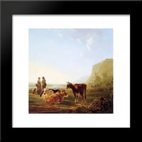 Pejzaž sa odmaranjem krava uramljenih umjetničkih otiska Jacoba van Strij