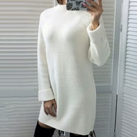Ženski pulover džemper na pola kornjača dugih rukava čvrstog zimskog pletena džemper haljina ženskog