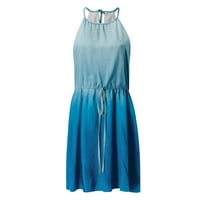 Growesty haljine za žensko čišćenje ispod 10 dolara, žene ljeto rounk vrat Ležerne prilike bez rukava Flowy Boho Beach Mini haljina
