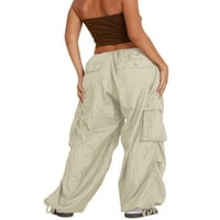 Ženske torbe širokog tereta hlače hlače s malim strukom Kartološka džepova Jogger pantalone hipi pank