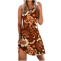 Ljetne haljine za ženske plaže O-prsten bez rukava bez rukava kravata cvjetna haljina Hawaii Party Club