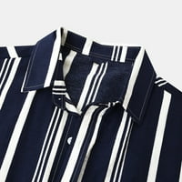 Odeerbi ljetne prugaste košulje za muškarce Casual Partdown kratki rukav džep za zatvaranje bluza mornarice