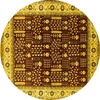 Ahgly Company unutarnje okrugle orijentalne žute industrijske prostirke, 5 'krug