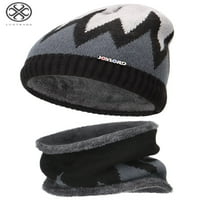 Luxtrada set zimskog šešira toplo debela grabica + šal za zimske pletene skijanje lubanje za muškarce