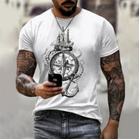 Jhpkjvintage Muška majica Ljetni kratki rukav O-izrez 3D sidra Ispis Top TEE košulja Veliko Muška odjeća