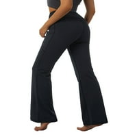 MA i žene za žene visoke čekinske hlače sa džepovima sa džepovima Tummy Control Flare Stretch Hlače