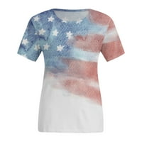 SKSLOEEG WOMENS BluZA Plus Veličina američke košulje za zastavu Ležerne prilike za tiho od tiskanih