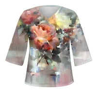 APEPAL Womens Ljetni cvjetni tiskani swicl swic swic swichon topls bluza majica s višebojnika l