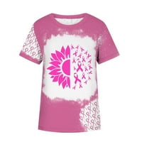 Ružičasta vrpca za dojku T-majica za podršku tee za žene za žene kratki rukav okrugli vrat košulja raka