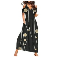 Bazyrey Womens V-izrez DressFashion Casual Fashion Print Pulover haljina s