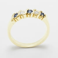 Britanci izrađeni 14k žuto zlato prirodni safir i dijamantni ženski vječni prsten - Opcije veličine