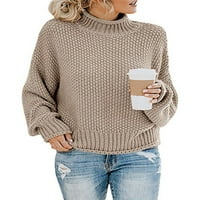 Žene Labavi džemper Odrasli Čvrsta boja Kontrast boja Visoko ovratnik dugih rukava